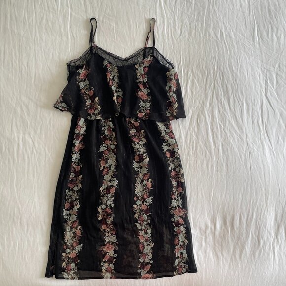 BCBGeneration Black Floral Mini Dress (sz S) - Picture 1 of 7